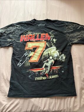 Morgan Wallen Black Graphic Racing Number 7 Tee (Stock Car t-shirt)